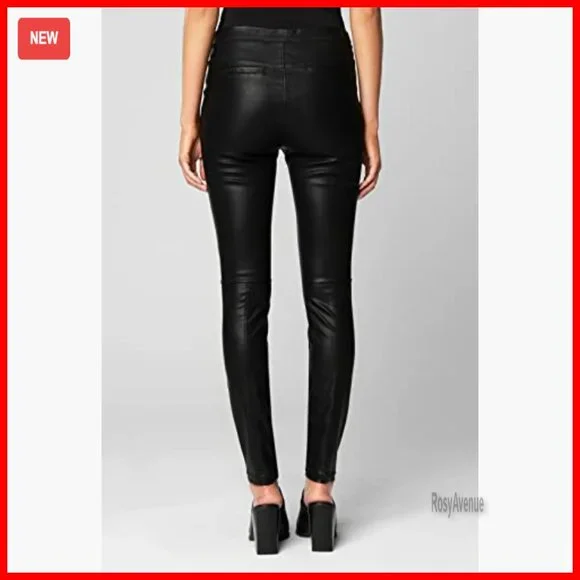 High Waist Vegan Leather Leggings Tummy Control Biker Style